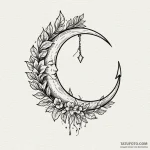 Crescent moon pierced by arrow, tattoo flash… — эскиз тату (№1750581332_0, 22.06.2025 08:35) — Tatufoto.com