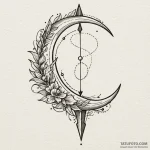 Crescent moon pierced by arrow, tattoo flash… — эскиз тату (№1750581332_1, 22.06.2025 08:35) — Tatufoto.com