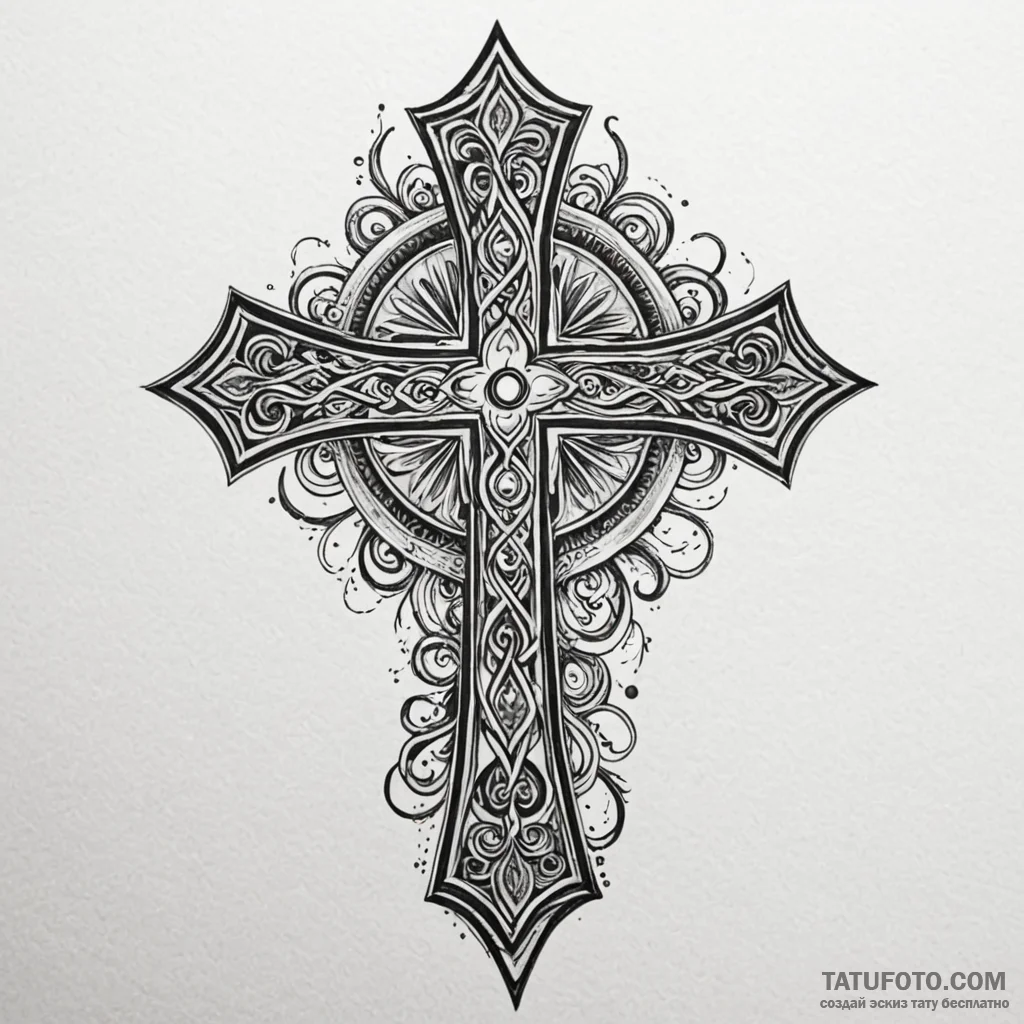 A powerful burning cross, symbolic,, tattoo f... - эскиз тату (№1750581506_0, 22.06.2025 08:38) — Tatufoto.com