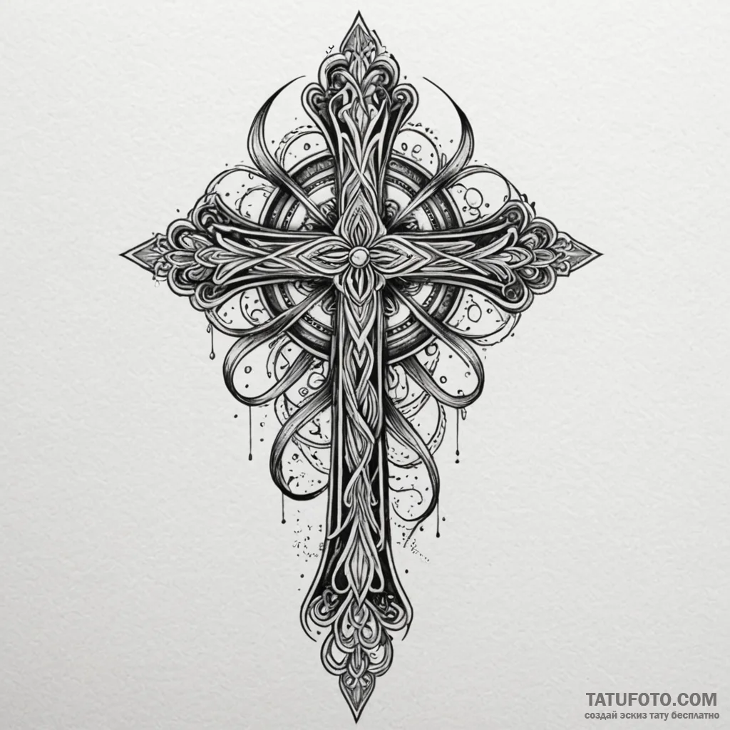 A powerful burning cross, symbolic,, tattoo f... - эскиз тату (№1750581506_1, 22.06.2025 08:38) — Tatufoto.com