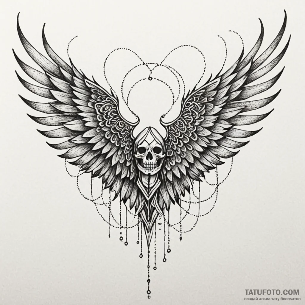 Necrotic wings tearing veil, tattoo sketch de... - эскиз тату (№1750581773_0, 22.06.2025 08:42) — Tatufoto.com