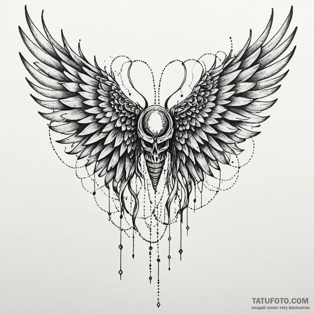 Necrotic wings tearing veil, tattoo sketch de... - эскиз тату (№1750581773_1, 22.06.2025 08:42) — Tatufoto.com