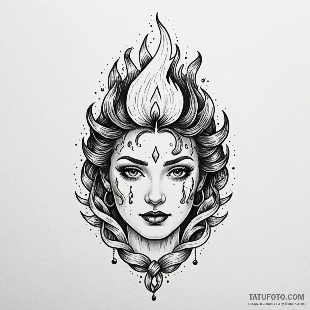 Candle flame revealing shadow face, tattoo fl... - эскиз тату (№1750582120_0, 22.06.2025 08:48) — Tatufoto.com