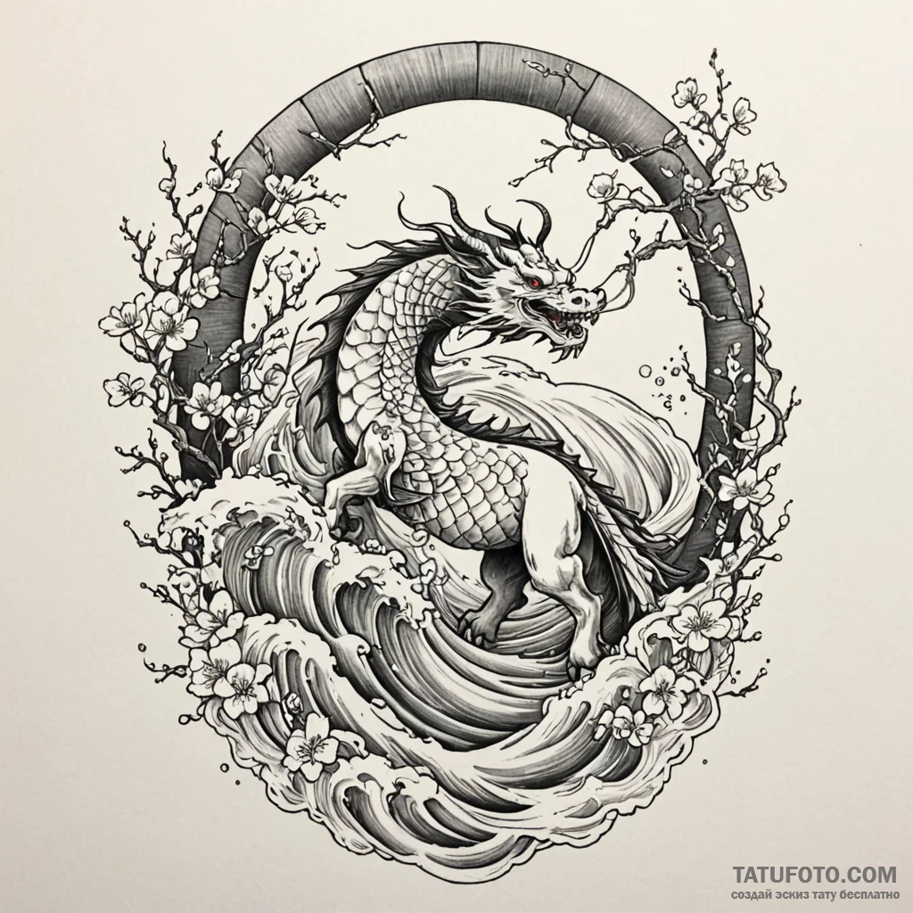 Riderless horse beneath spectral arch, tattoo... - эскиз тату (№1750582291_1, 22.06.2025 08:51) — Tatufoto.com