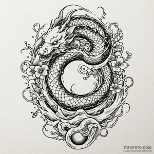 Serpent orb spiraling through void, concept a... - эскиз тату (№1750583152_0, 22.06.2025 09:05) — Tatufoto.com