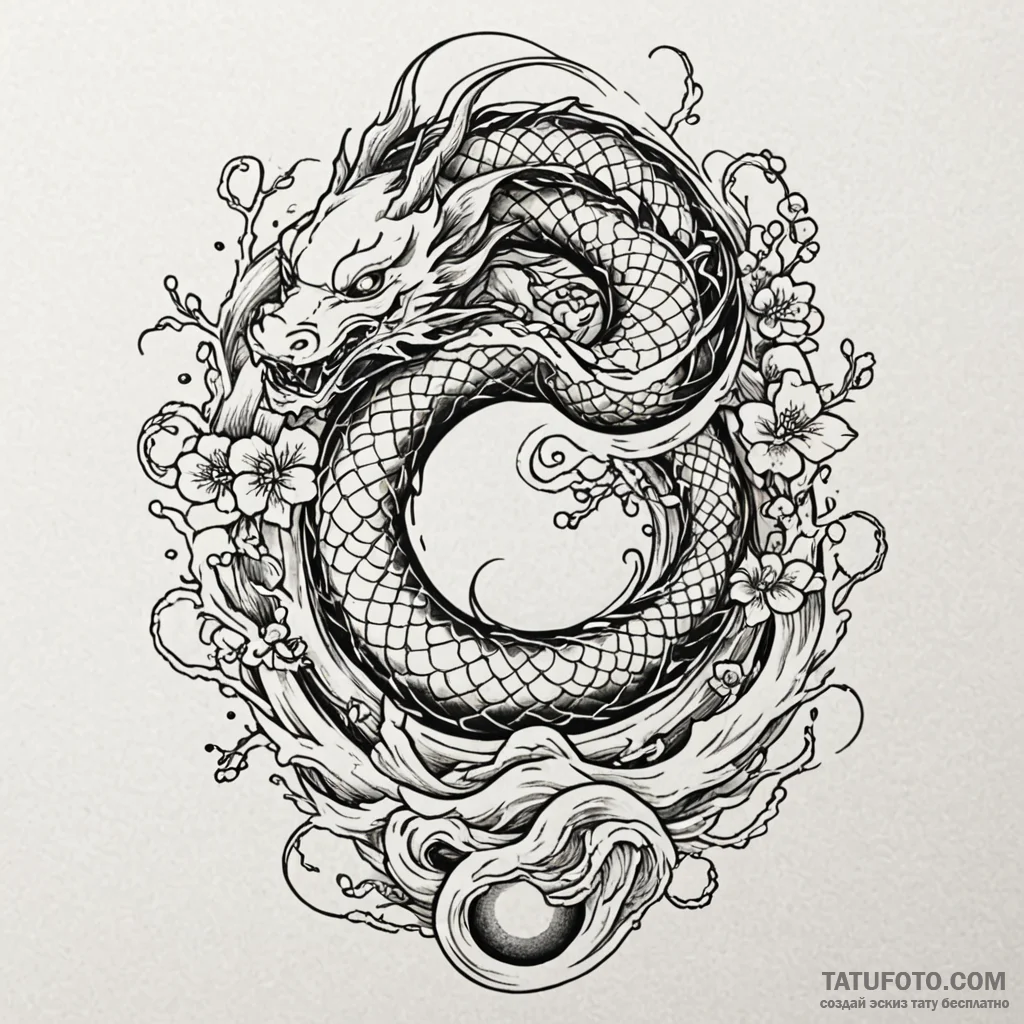 Serpent orb spiraling through void, concept a... - эскиз тату (№1750583152_0, 22.06.2025 09:05) — Tatufoto.com