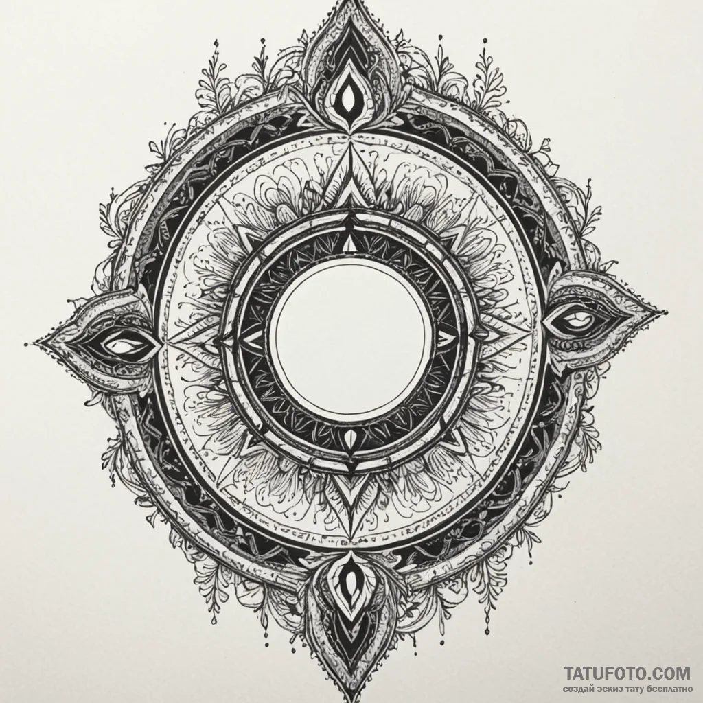 Obsidian mirror swallowing light, ink illustr... - эскиз тату (№1750583302_1, 22.06.2025 09:08) — Tatufoto.com