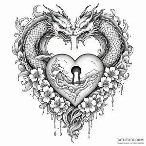 Heart-shaped lock with a broken key inside, c... - эскиз тату (№1750583492_0, 22.06.2025 09:11) — Tatufoto.com
