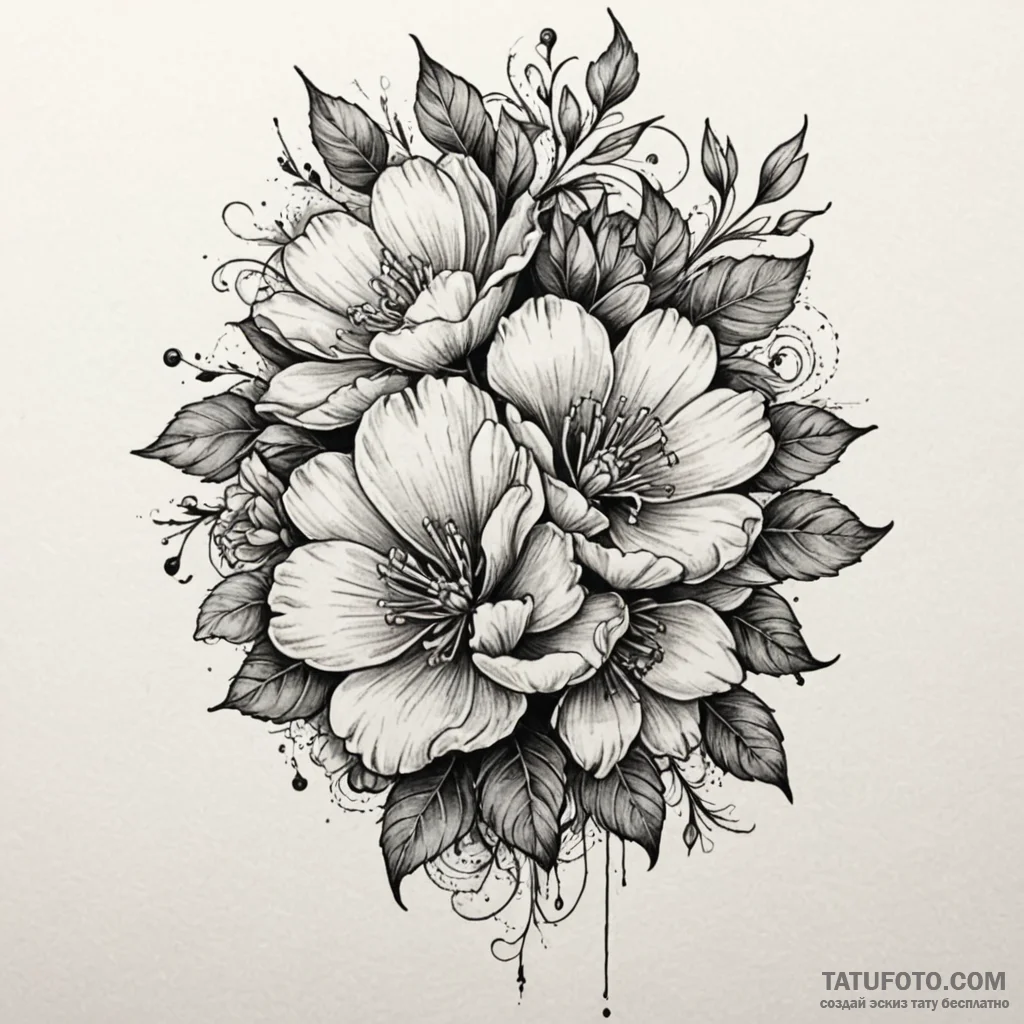 цветы - реализм (ч/б), black & grey - эскиз тату (№1750598636_1, 22.06.2025 13:23) — Tatufoto.com