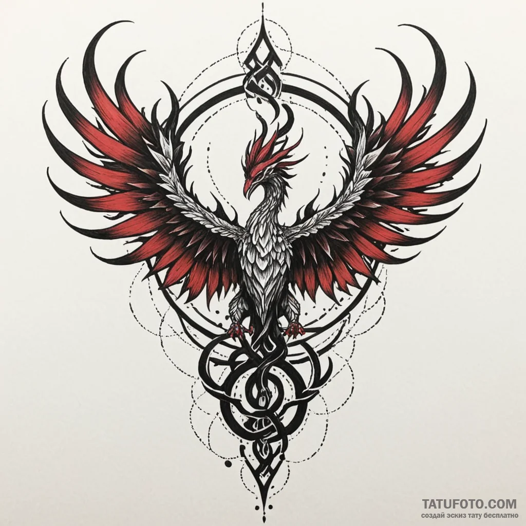 Abyssal phoenix with dark flames, tattoo flas... - эскиз тату (№1750601114_0, 22.06.2025 14:05) — Tatufoto.com
