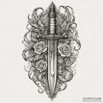 Dagger through burning scroll, ink illustrati… — эскиз тату (№1750602160_0, 22.06.2025 14:22) — Tatufoto.com