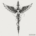 Angelic blade cleaving darkness, ink illustra… — эскиз тату (№1750602249_0, 22.06.2025 14:24) — Tatufoto.com