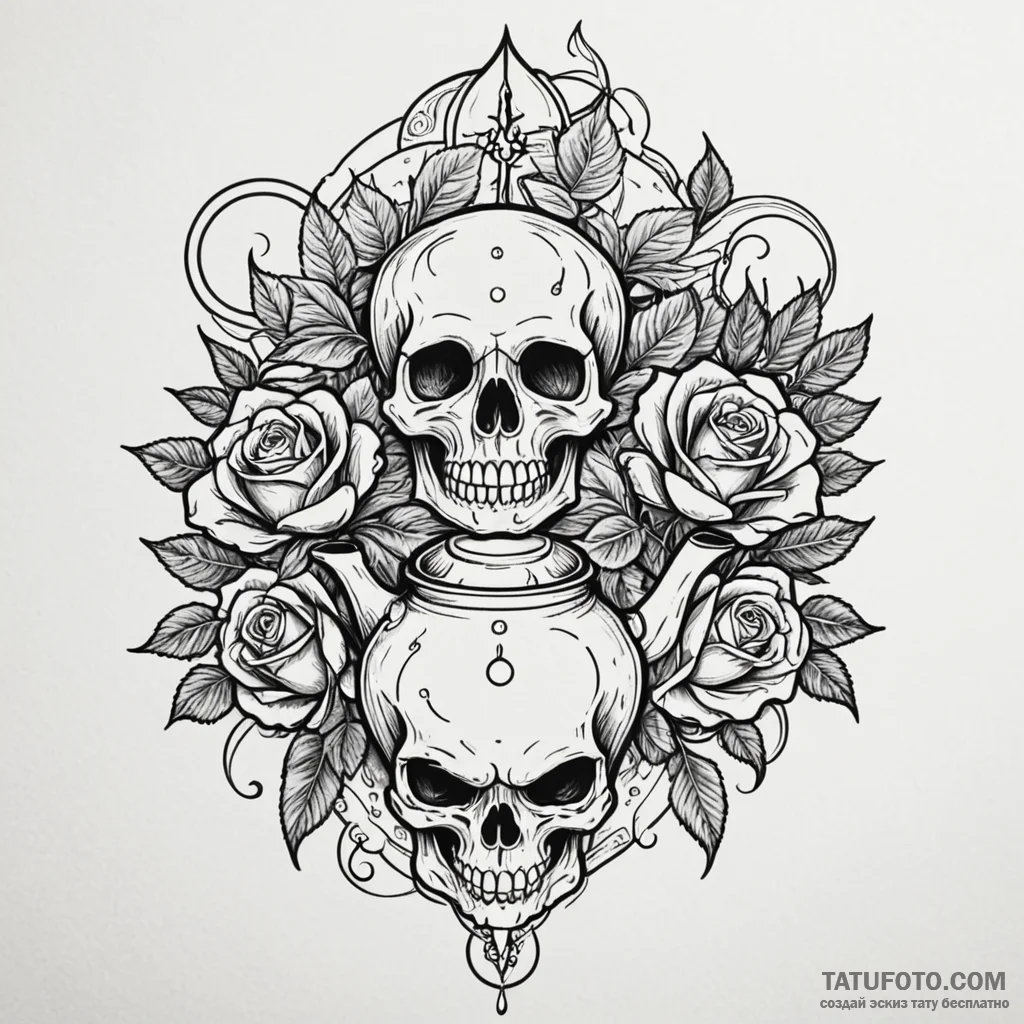 Kettle with spectral smoke, tattoo line art,... - эскиз тату (№1750602332_0, 22.06.2025 14:25) — Tatufoto.com