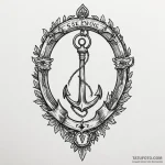 Oak key beneath bone arch, ink illustration f… — эскиз тату (№1750602419_1, 22.06.2025 14:26) — Tatufoto.com