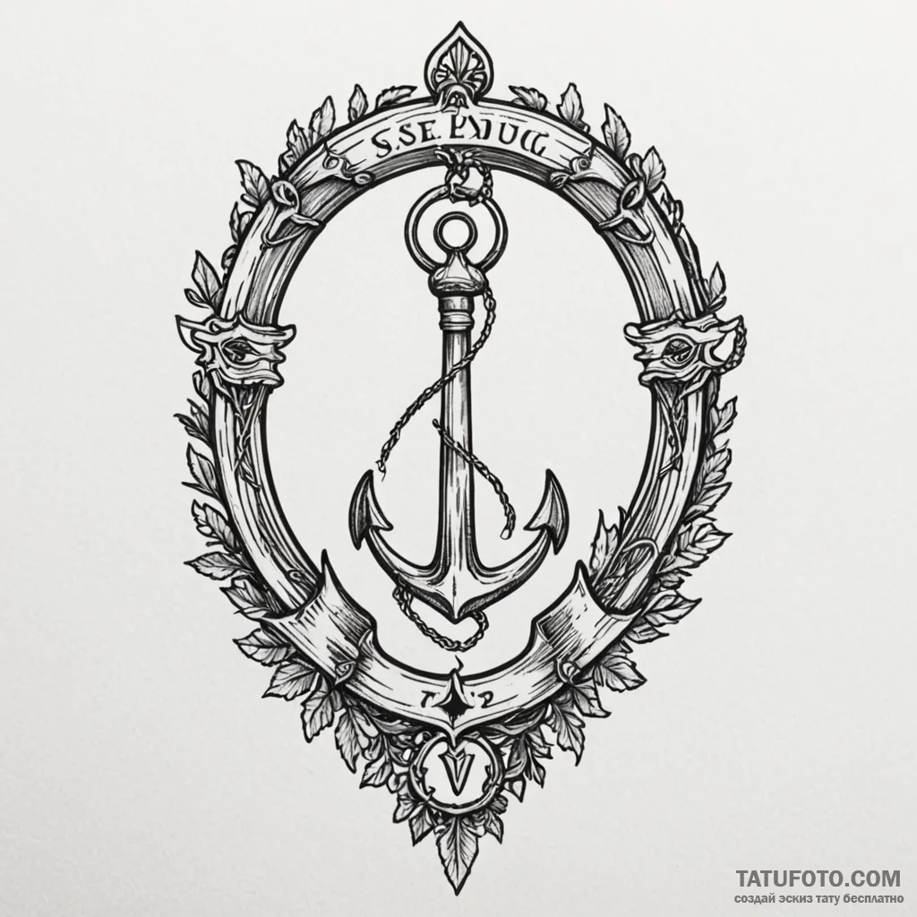 Oak key beneath bone arch, ink illustration f... - эскиз тату (№1750602419_1, 22.06.2025 14:26) — Tatufoto.com