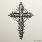 E, tattoo drawing outline, detailed cross-hat… — эскиз тату (№1750603216_0, 22.06.2025 14:40) — Tatufoto.com