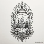 A whimsical bell jar enclosing a miniature ma… — эскиз тату (№1750603571_0, 22.06.2025 14:46) — Tatufoto.com