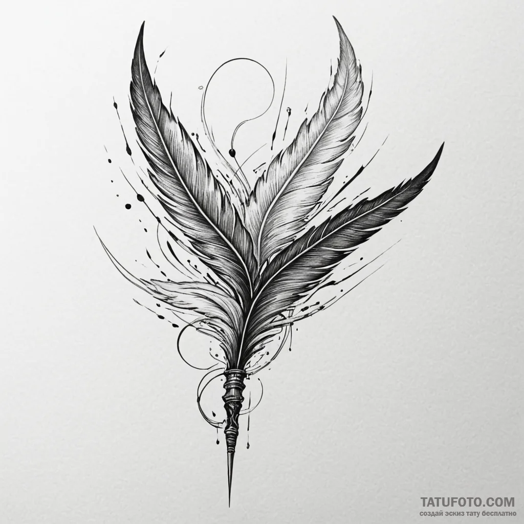 Obsidian quill writing in air, concept art fo... - эскиз тату (№1750603656_0, 22.06.2025 14:47) — Tatufoto.com