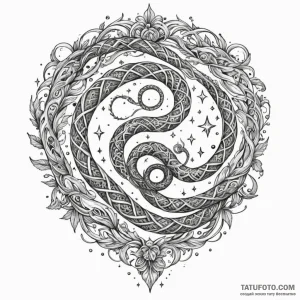 Ethereal serpent spiraling through stars, tat... - эскиз тату (№1750603913_1, 22.06.2025 14:51) — Tatufoto.com