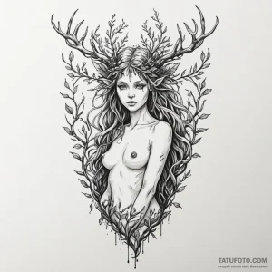 Dryad or tree nymph - эскиз тату (№1750603999_1, 22.06.2025 14:53) — Tatufoto.com