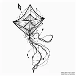 Kite flying beneath shattered sky, tattoo dra… — эскиз тату (№1750604082_0, 22.06.2025 14:54) — Tatufoto.com