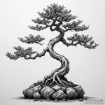 A stylized bonsai tree rooted on a rock, asia… — эскиз тату (№1750604169_0, 22.06.2025 14:56) — Tatufoto.com