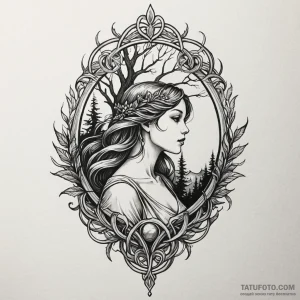 Pine, ink illustration for tattoo, on a clean... - эскиз тату (№1750604256_0, 22.06.2025 14:57) — Tatufoto.com