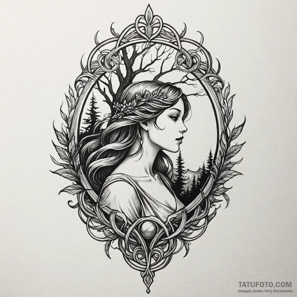 Pine, ink illustration for tattoo, on a clean... - эскиз тату (№1750604256_0, 22.06.2025 14:57) — Tatufoto.com