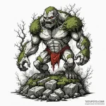 Lumbering golem made of moss and ancient ston… — эскиз тату (№1750604436_1, 22.06.2025 15:00) — Tatufoto.com