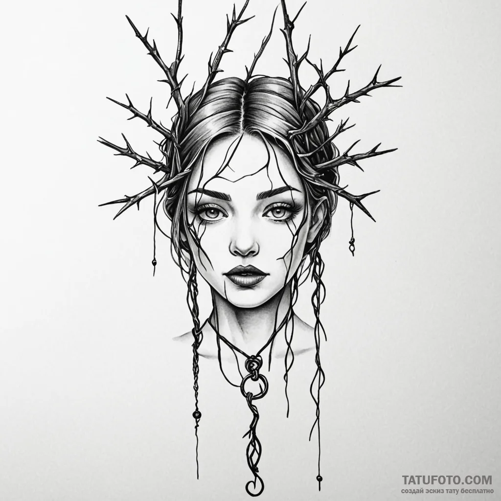 Marionette strings tangled in thorns, tattoo... - эскиз тату (№1750604525_0, 22.06.2025 15:02) — Tatufoto.com