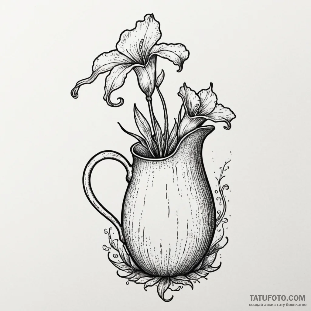 A pitcher plant, tattoo flash sheet design, o... - эскиз тату (№1750604723_1, 22.06.2025 15:05) — Tatufoto.com