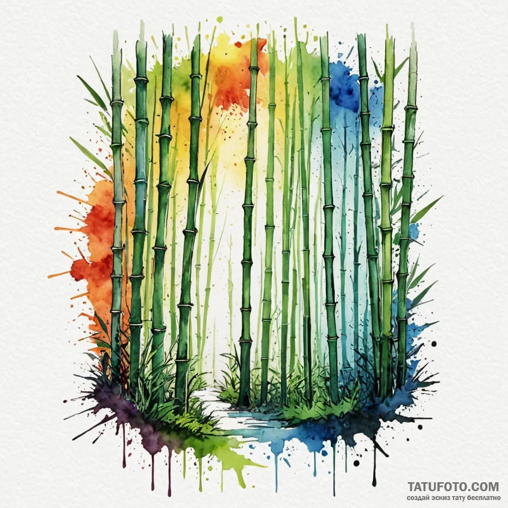 A detailed bamboo forest with light rays, mys... - эскиз тату (№1750604830_0, 22.06.2025 15:07) — Tatufoto.com