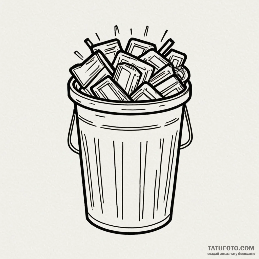 Trash can icon from computer desktop, tattoo... - эскиз тату (№1750604922_1, 22.06.2025 15:08) — Tatufoto.com