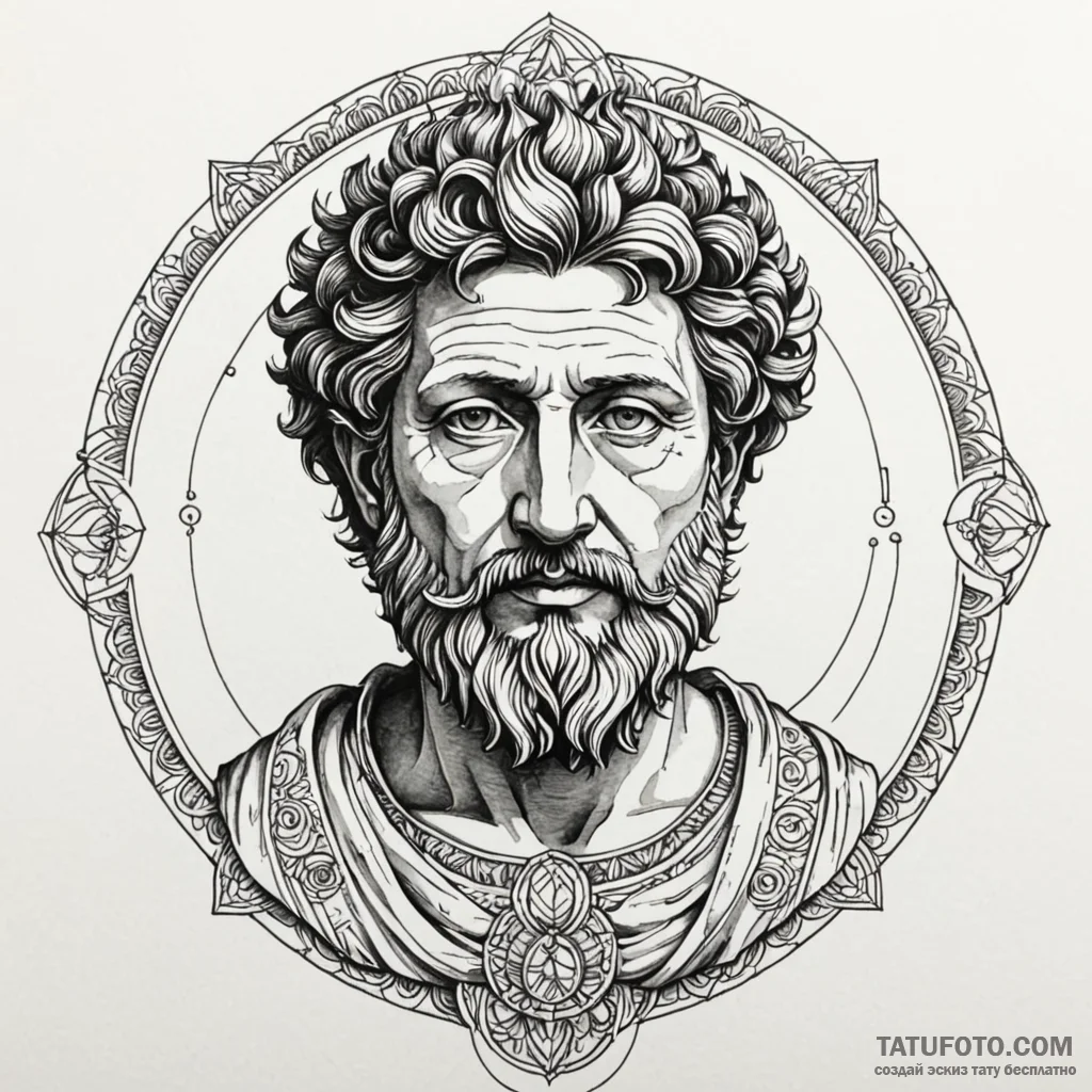 Bust of a stoic philosopher (e.g., marcus aur... - эскиз тату (№1750605207_1, 22.06.2025 15:13) — Tatufoto.com