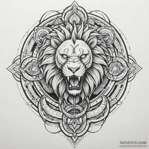 Chimera with heads of a lion, serpent, and ea... - эскиз тату (№1750605304_0, 22.06.2025 15:15) — Tatufoto.com