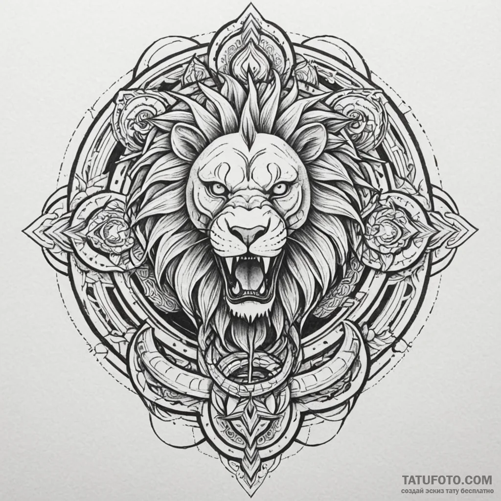 Chimera with heads of a lion, serpent, and ea... - эскиз тату (№1750605304_0, 22.06.2025 15:15) — Tatufoto.com