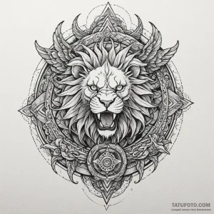 Chimera with heads of a lion, serpent, and ea... - эскиз тату (№1750605304_1, 22.06.2025 15:15) — Tatufoto.com