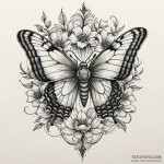 Queenрір‚в„ўs moth beneath spectral bloom, ta… — эскиз тату (№1750605397_0, 22.06.2025 15:16) — Tatufoto.com