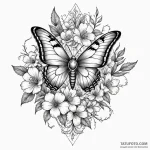 Queenрір‚в„ўs moth beneath spectral bloom, ta… — эскиз тату (№1750605397_1, 22.06.2025 15:16) — Tatufoto.com