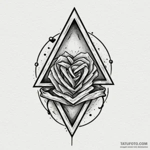 Danger sign triangle with a heart inside, con... - эскиз тату (№1750605493_0, 22.06.2025 15:18) — Tatufoto.com