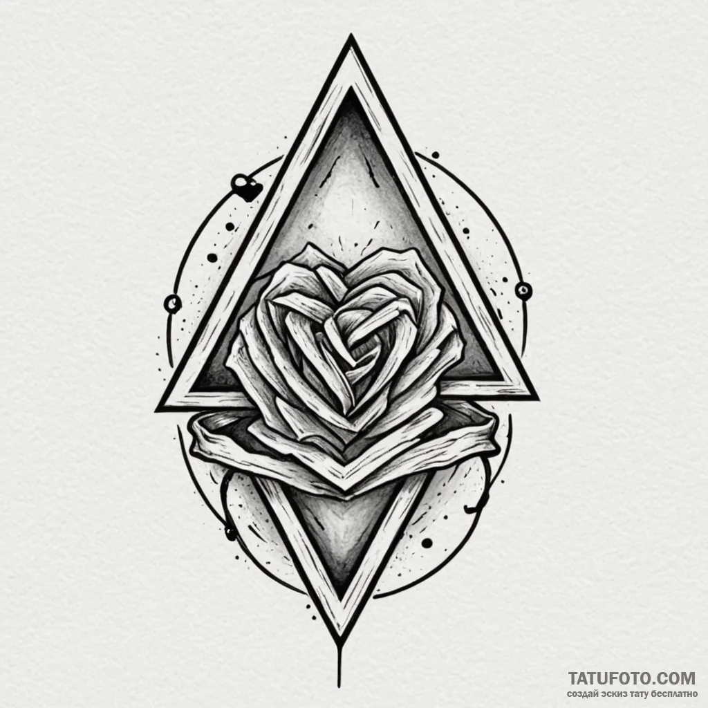 Danger sign triangle with a heart inside, con... - эскиз тату (№1750605493_0, 22.06.2025 15:18) — Tatufoto.com
