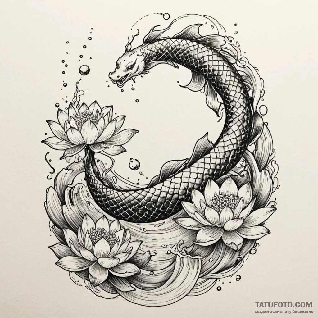 Blooming lotus in a pool of liquid moonlight,... - эскиз тату (№1750605862_0, 22.06.2025 15:24) — Tatufoto.com