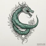 Emerald serpent biting sun, ink illustration… — эскиз тату (№1750608302_0, 22.06.2025 16:05) — Tatufoto.com