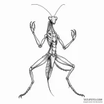 A praying mantis in a martial arts pose — эскиз тату (№1750608478_0, 22.06.2025 16:07) — Tatufoto.com
