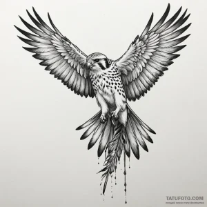 Kestrel with metallic feathers, concept art f... - эскиз тату (№1750609184_0, 22.06.2025 16:19) — Tatufoto.com