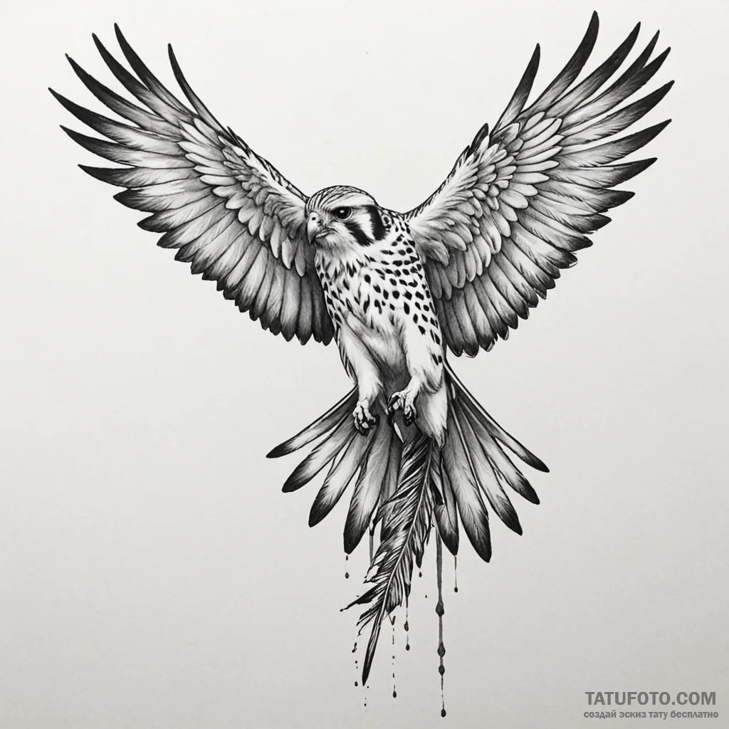 Kestrel with metallic feathers, concept art f... - эскиз тату (№1750609184_0, 22.06.2025 16:19) — Tatufoto.com