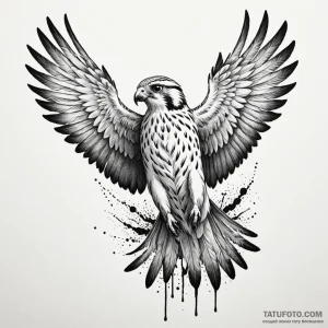 Kestrel with metallic feathers, concept art f... - эскиз тату (№1750609184_1, 22.06.2025 16:19) — Tatufoto.com
