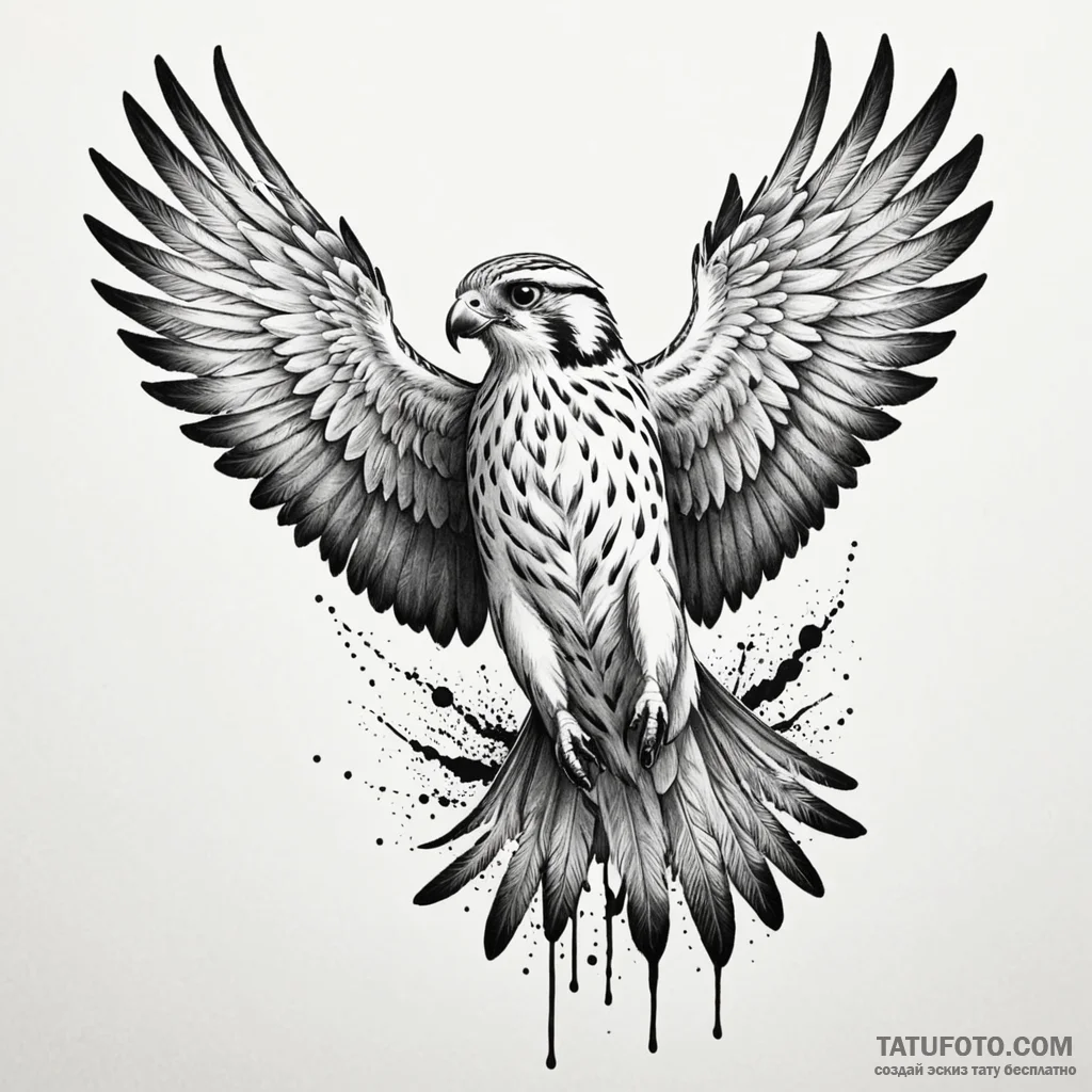 Kestrel with metallic feathers, concept art f... - эскиз тату (№1750609184_1, 22.06.2025 16:19) — Tatufoto.com
