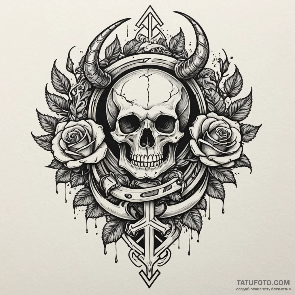 Bone horn calling lost souls, tattoo line art... - эскиз тату (№1750610325_1, 22.06.2025 16:38) — Tatufoto.com