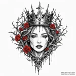 Black thorns consuming crown, artistic tattoo… — эскиз тату (№1750610421_1, 22.06.2025 16:40) — Tatufoto.com